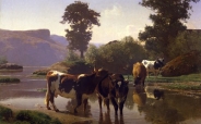 Bonheur A Cattle By A Lake